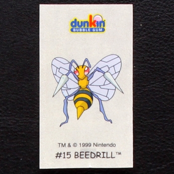Beedrill Pokemon 1999 No. 15 dunkin Bubble Gum Sticker