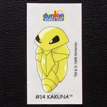 Kakuna Pokemon 1999 No. 14 dunkin Bubble Gum Sticker