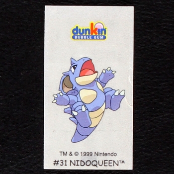 Nidoqueen Pokemon 1999 No. 31 dunkin Bubble Gum Sticker