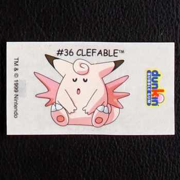 Clefable Pokemon 1999 No. 36 dunkin Bubble Gum Sticker