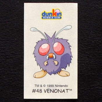 Venonat Pokemon 1999 No. 48 dunkin Bubble Gum Sticker