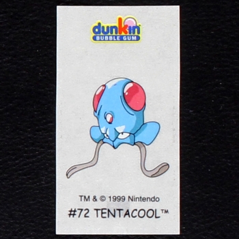 Tentacool Pokemon 1999 No. 72 dunkin Bubble Gum Sticker