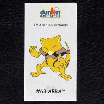 Abra Pokemon 1999 No. 63 dunkin Bubble Gum Sticker
