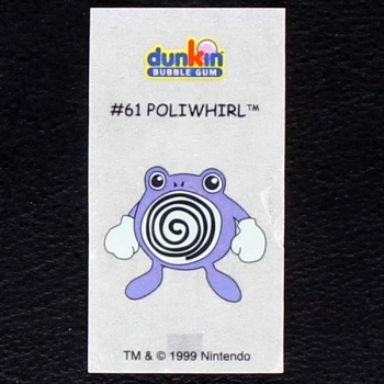Poliwhirl Pokemon 1999 No. 61 dunkin Bubble Gum Sticker