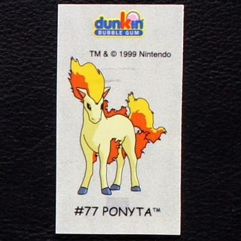 Ponyta Pokemon 1999 No. 77 dunkin Bubble Gum Sticker
