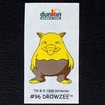 Drowzee Pokemon 1999 No. 96 dunkin Bubble Gum Sticker