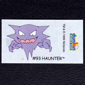 Haunter Pokemon 1999 No. 93 dunkin Bubble Gum Sticker