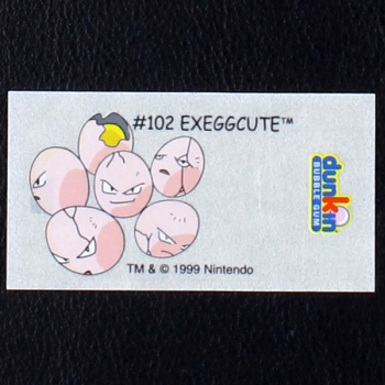 Exeggute Pokemon 1999 No. 102 dunkin Bubble Gum Sticker