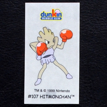 Hitmonchan Pokemon 1999 No. 107 dunkin Bubble Gum Sticker