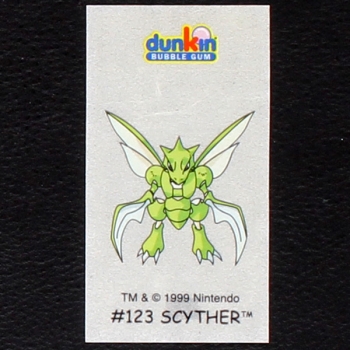 Scyther Pokemon 1999 No. 123 dunkin Bubble Gum Sticker