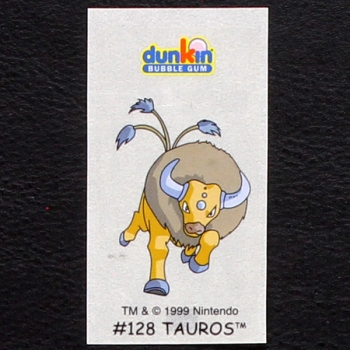 Tauros Pokemon 1999 No. 128 dunkin Bubble Gum Sticker