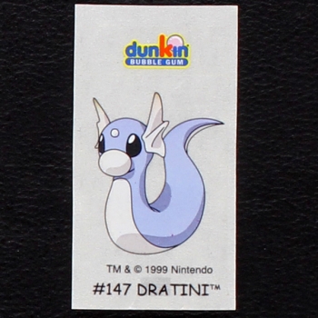 Dratini Pokemon 1999 No. 147 dunkin Bubble Gum Sticker