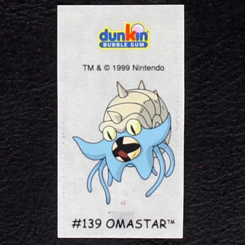 Omastar Pokemon 1999 No. 139 dunkin Bubble Gum Sticker