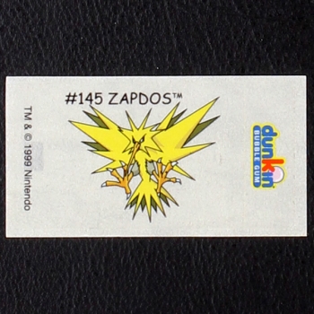 Zapdos Pokemon 1999 No. 145 dunkin Bubble Gum Sticker