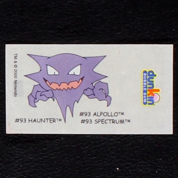 Haunter Pokemon 2000 No. 93 dunkin Bubble Gum Sticker