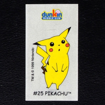 Pikachu Pokemon 1999 No. 25 dunkin Bubble Gum Sticker