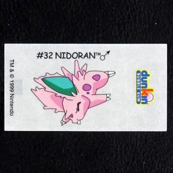 Nidoran Pokemon 1999 No. 32 dunkin Bubble Gum Sticker