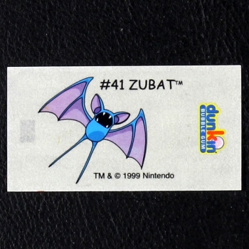 Zubat Pokemon 1999 No. 41 dunkin Bubble Gum Sticker