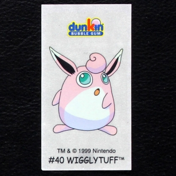 Wigglytuff Pokemon 1999 No. 40 dunkin Bubble Gum Sticker