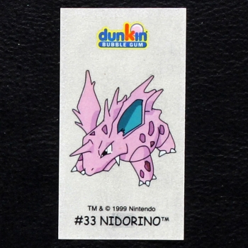 Nidorino Pokemon 1999 No. 33 dunkin Bubble Gum Sticker