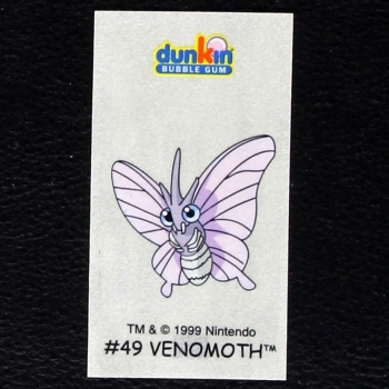 Venomoth Pokemon 1999 No. 49 dunkin Bubble Gum Sticker