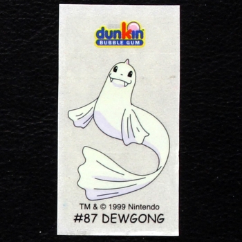 Dewgong Pokemon 1999 No. 87 dunkin Bubble Gum Sticker