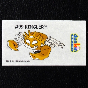 Kingler Pokemon 1999 No. 99 dunkin Bubble Gum Sticker