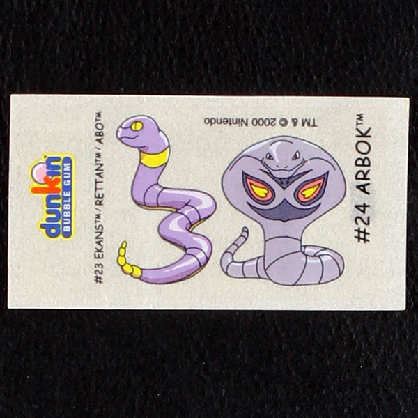 Arbok Pokemon 2000 No. 24 dunkin Bubble Gum Sticker