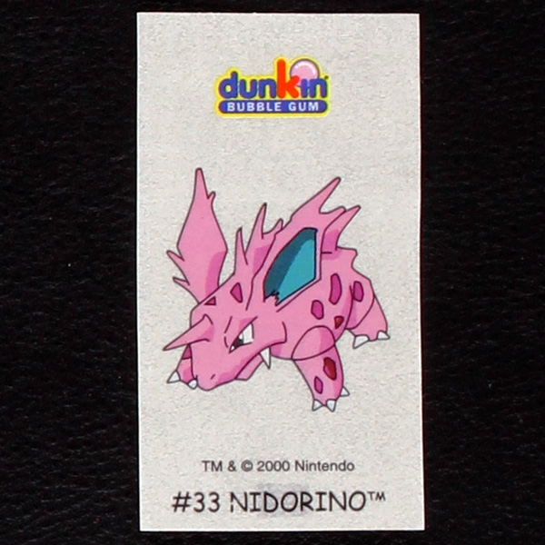 Nidorino Pokemon 2000 No. 33 dunkin Bubble Gum Sticker
