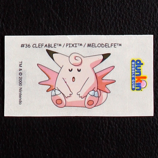 Clefable Pokemon 2000 No. 36 dunkin Bubble Gum Sticker