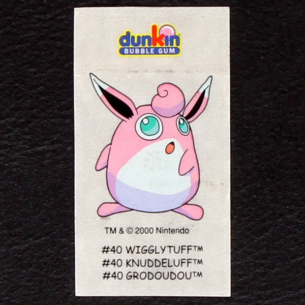 Wigglytuff Pokemon 2000 No. 40 dunkin Bubble Gum Sticker