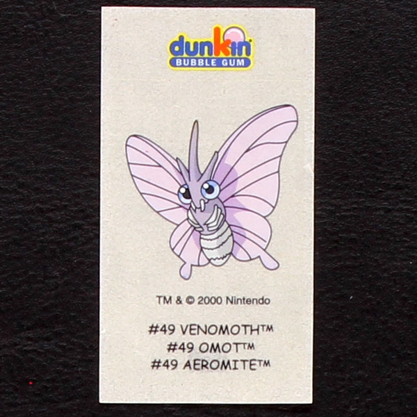 Venomoth Pokemon 2000 No. 49 dunkin Bubble Gum Sticker