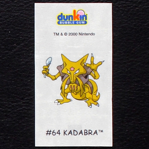 Kadabra Pokemon 2000 No. 64 dunkin Bubble Gum Sticker