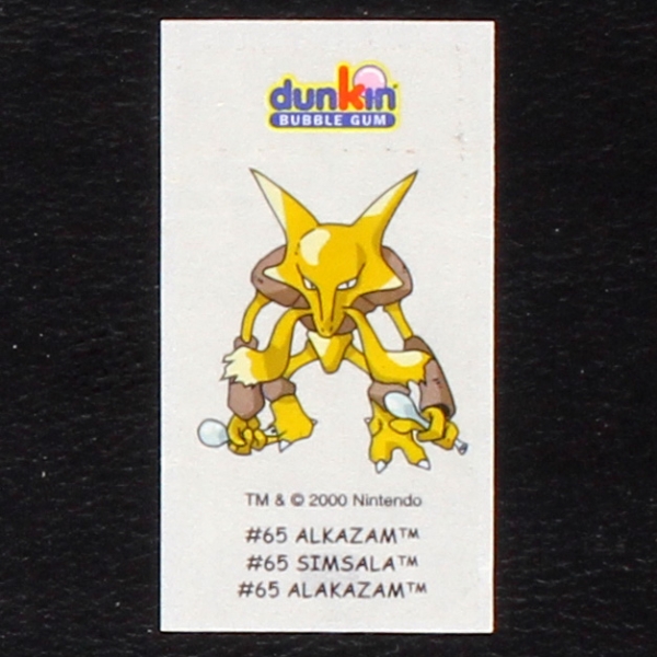 Alkazam Pokemon 2000 No. 65 dunkin Bubble Gum Sticker