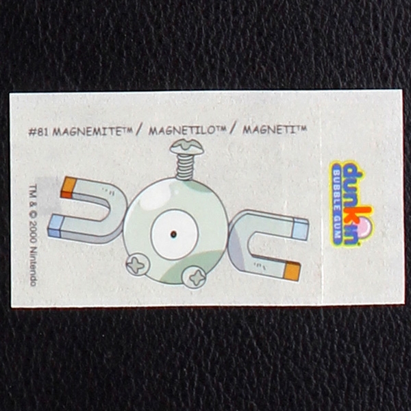 Magnemite Pokemon 2000 No. 81 dunkin Bubble Gum Sticker