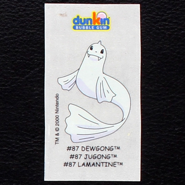 Dewgong Pokemon 2000 No. 87 dunkin Bubble Gum Sticker