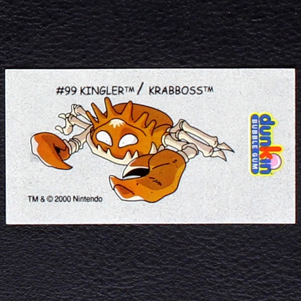 Kingler Pokemon 2000 No. 99 dunkin Bubble Gum Sticker