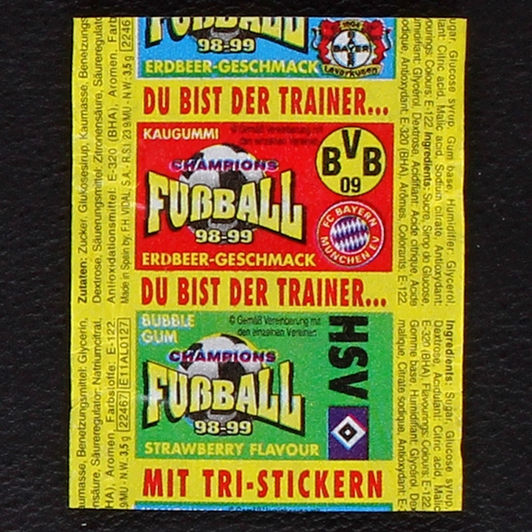 Champions Fußball 98 Vidal Bubble Gum - Wrapper
