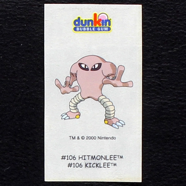 Hitmonlee Pokemon 2000 No. 106 dunkin Bubble Gum Sticker