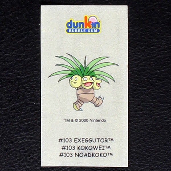 Exeggutor Pokemon 2000 No. 103 dunkin Bubble Gum Sticker
