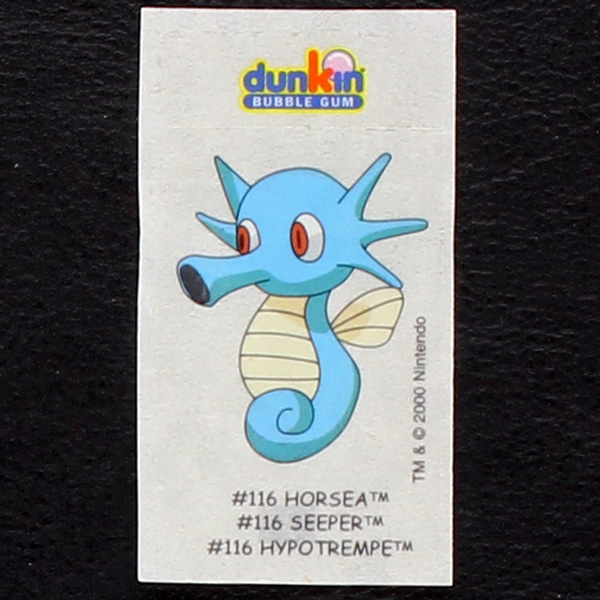 Horsea Pokemon 2000 No. 116 dunkin Bubble Gum Sticker