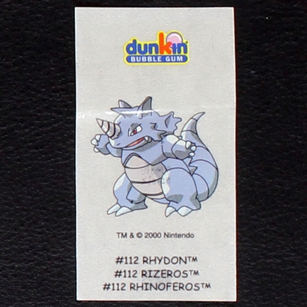 Rhydon Pokemon 2000 No. 112 dunkin Bubble Gum Sticker