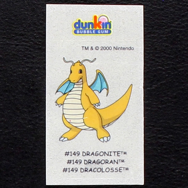 Dragonite Pokemon 2000 No. 149 dunkin Bubble Gum Sticker