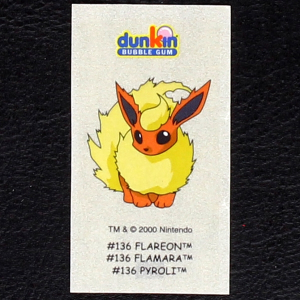 Flareon Pokemon 2000 No. 136 dunkin Bubble Gum Sticker