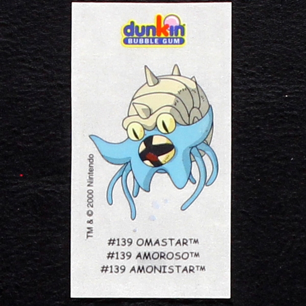Omastar Pokemon 2000 No. 139 dunkin Bubble Gum Sticker