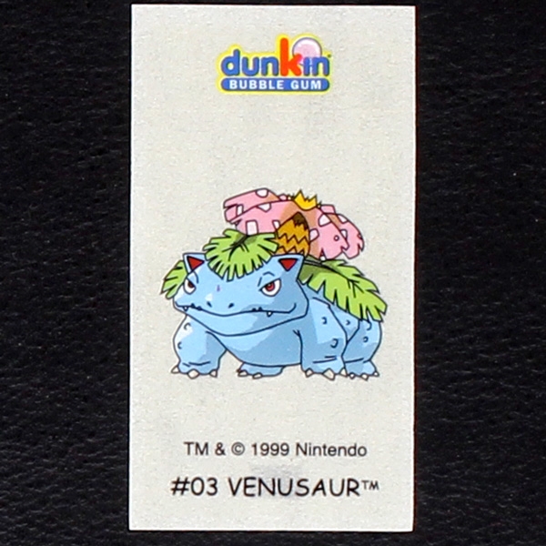 Venusaur Pokemon 1999 No. 3 dunkin Bubble Gum Sticker