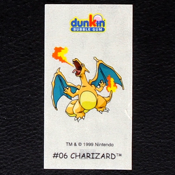 Charizard Pokemon 1999 No. 6 dunkin Bubble Gum Sticker