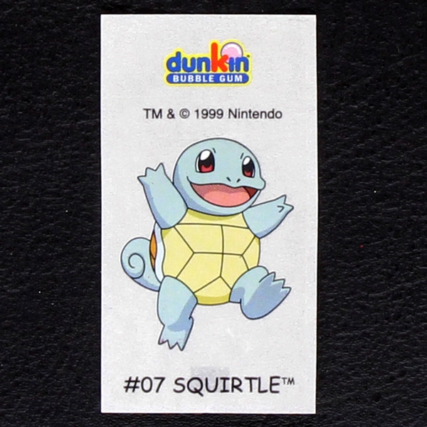 Squirtle Pokemon 1999 No. 7 dunkin Bubble Gum Sticker