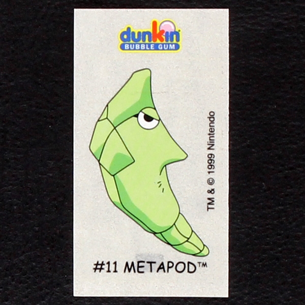 Metapod Pokemon 1999 No. 11 dunkin Bubble Gum Sticker