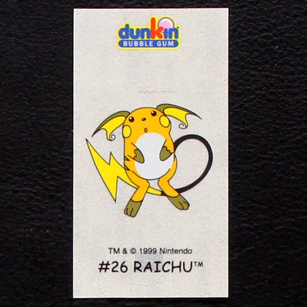 Raichu Pokemon 1999 No. 26 dunkin Bubble Gum Sticker